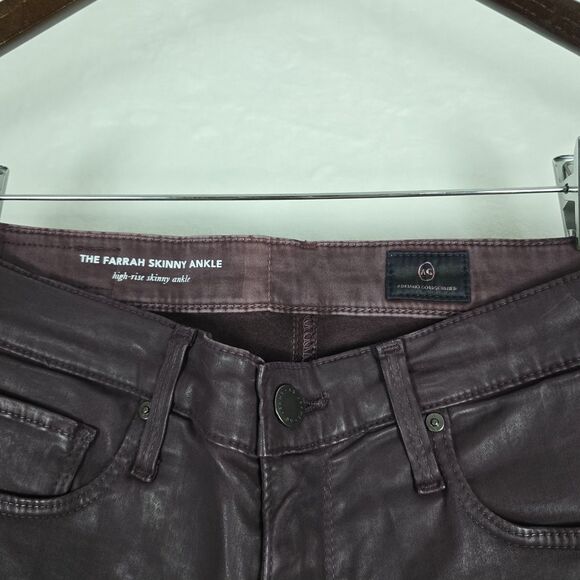 AG Adriano Goldschmied The Farrah Skinny Ankle Coated Jeans Women’s 27R Plum - Picture 5 of 10